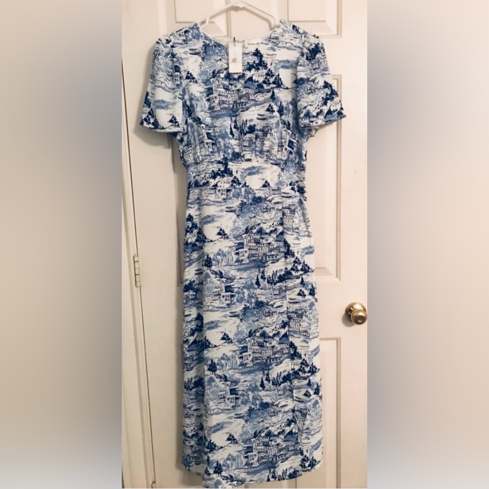 Shop The Mint Women M Blue Toil Print Dress NWT